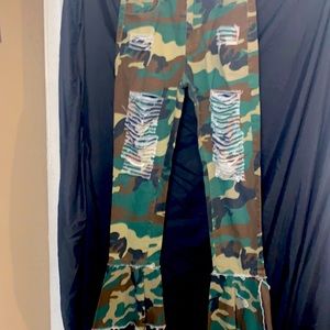 Army print flare Jeans